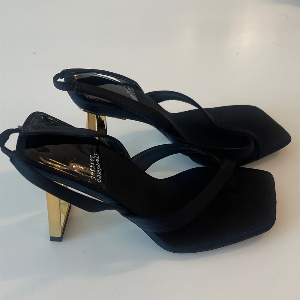 Jeffrey Campbell Elegant Black Heels with Gold Details